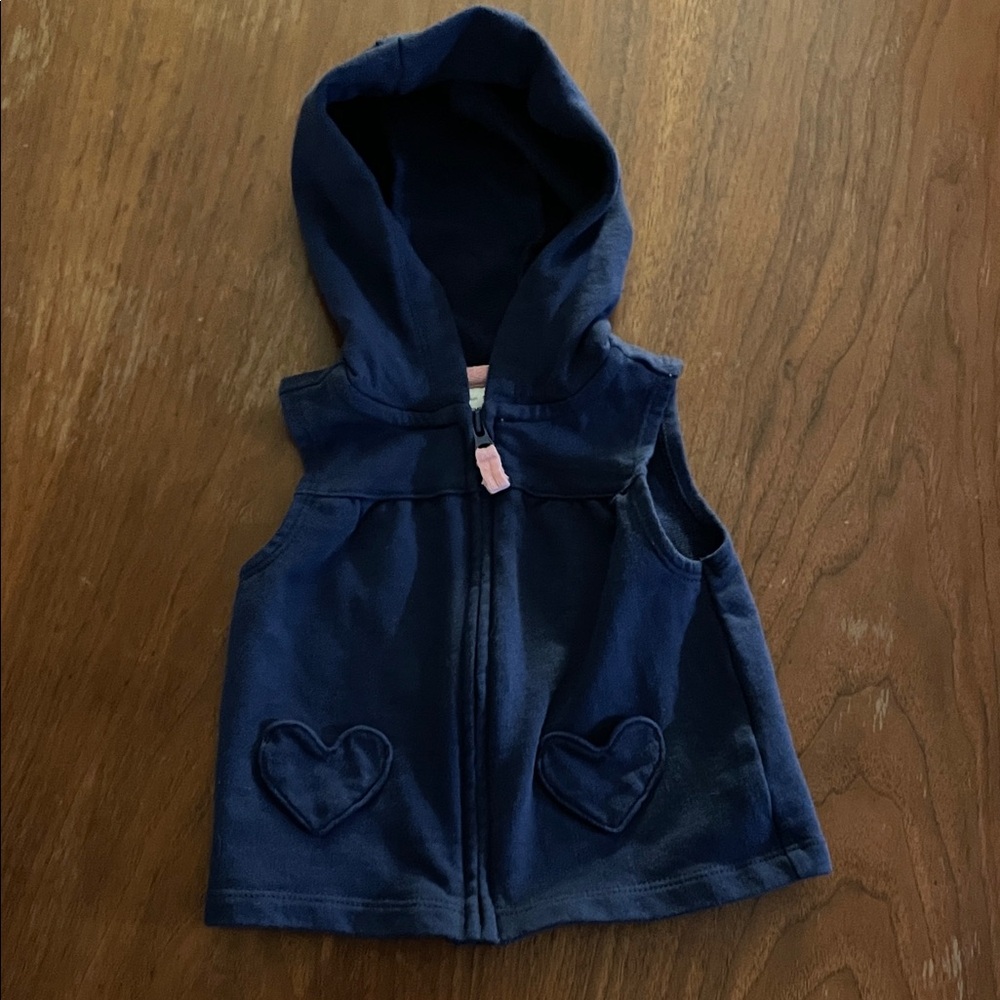 Carter's Navy Hooded Vest with Pink Trim